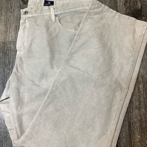 AG Adriano Goldschmied Gently Worn Cotton/Linen Khaki Chinos - 32” Inseam